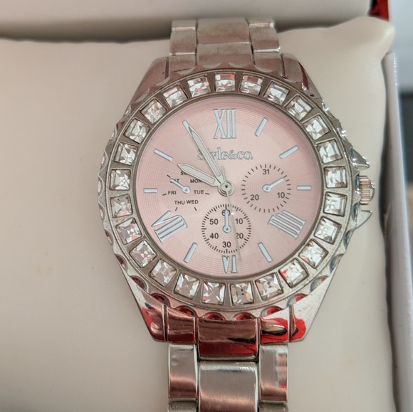 Style & Co. Accessories - Style & Co. Ladies Watch, pink face w/rhinestones